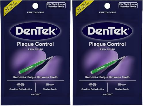 Image of DenTek Easy Brush Plaque Control Interdental Cleaners, Tight, 16 Count (Pack of 2)