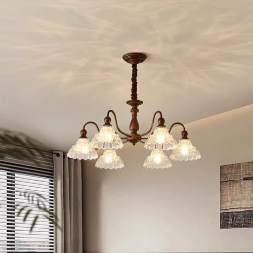 Lustre en verre E27 avec abat-jour en forme de fleur style rustique - 3