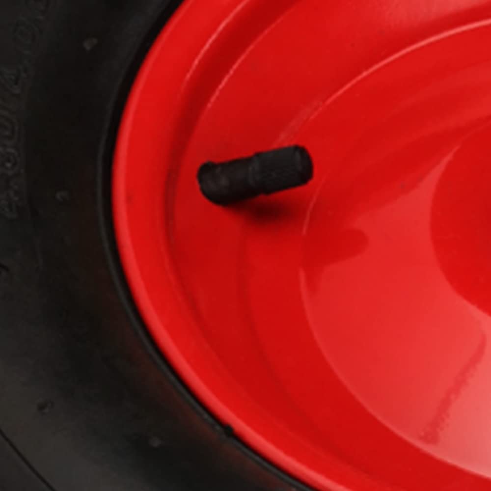 Koło do taczki pneumatyczne 4.80 4.00-8 Ø 390 mm, obciążenie 120 kg, czarno-czerwone koło gumowe PU opony pneumatyczne do taczki, wózek transportowy, żółty chleb