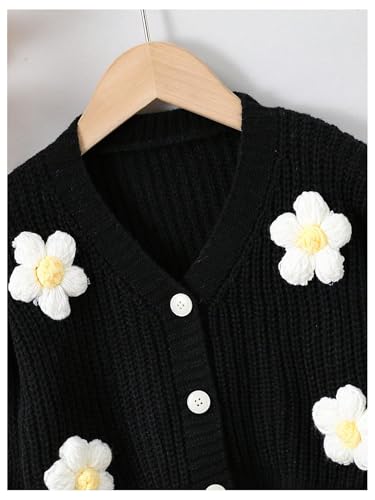 Verdusa Girl's Boho Floral Embroidery Cardigan Sweaters Button Up Knit Outerwear Fall Clothes3