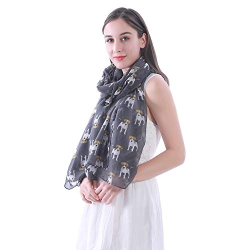 Lina & Lily Jack Russell Terrier Dog Print Women's Scarf Shawl Wrap Lightweight2