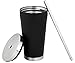 HomeLife Solutions Stainless Steel Double Walled Tumbler in Black with two Drinking Straws and Cleaning Brush, 16 oz