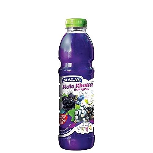 Image of Mala's Kala Khatta Syrup, 750 Bottle | Mixer for Gola, Frozen Ball, Snow cones, Shaved ice, Ice lollies, Fruit Shakes, Falooda, Mocktails, Cocktails, Drinks, Juices, Beverages