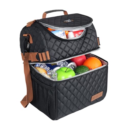 INSMEER Lancheira Térmica 15L Feminina com Duplo Compartimento, Bolsa Termica de Almoço Impermeável à Prova de Vazamentos para Trabalho, Escola, Academia e Piquenique