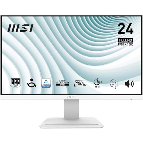 MSI PRO MP243XW Monitor da 23.8 Full HD - Pannello IPS 1920 x 1080, 100 Hz, Schermo eye-friendly, Montabile VESA, Altoparlanti Integrati, Supporto Display Kit, Inclinabile - HDMI 1.4, DP 1.2a
