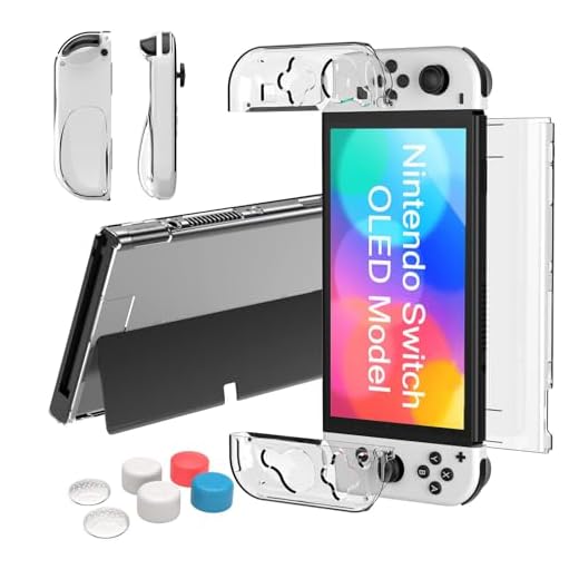 Teyomi® fodral kompatibelt med Nintendo Switch OLED modell 2021, Switch OLED fodral genomskinligt, mjukt TPU Joy-Con-fodral och PC dockningsbart skyddsfodral för Nintendo Switch OLED med joysticklock