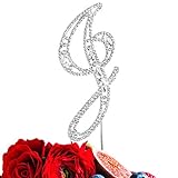 LINGPAR Letter J Cake Topper Rhinestone Crystal Silver Letter for Wedding or Anniversary Birthday...