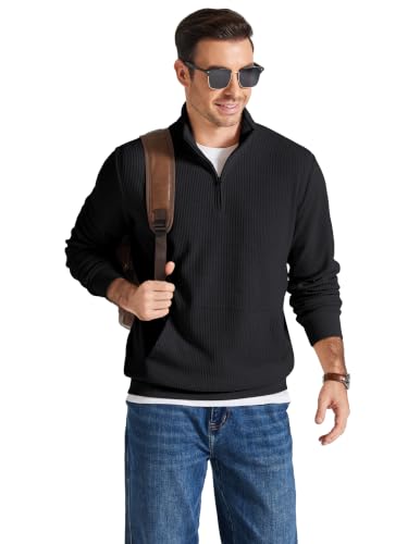 COOFANDY Mens Half Zip Sweatshirts Vintage Corduroy Pullover Fall Winter — view 2