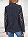 NALANISA Women's Fall Fashion Long Sleeve Shirts Button Down Dressy Casual Blouses V Neck Eyelet Embroidery Hollow Out Tops (Navy,XXL)