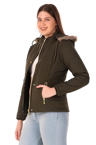 Image of Brazo Women's and Girls Puffer Regular Fit Bomber Jacket For Winter Wear | Hooded Neck | Full Sleeve | Zipper | Casual Jacket For Woman & Girl | Western Stylish Jacket For Women