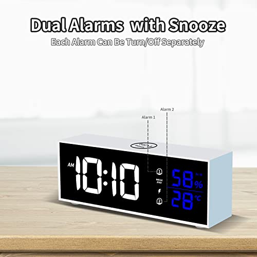Alanas Digital Alarm Clocks For Bedrooms, Dual Alarms With Snooze, Nature Sound, Built In Rechargeable Backup Battery, Temperature And Humidity Display, Adjustable Dimmer, Voice Control. #TOP1
