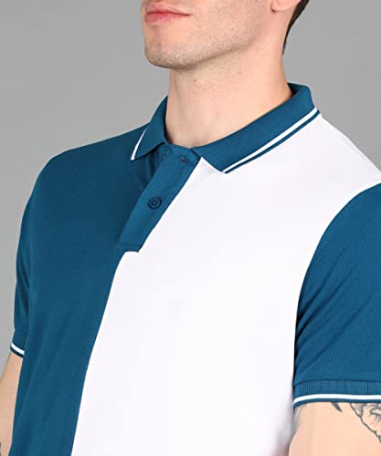 Image of Urbano Fashion Men's Colour-Block Slim Fit Half Sleeve Cotton Polo T-Shirt