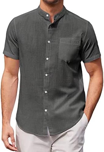 Men’s Dress Shirts Solid Fashion Short Sleeve Stretch Wrinkle-Free Beach Shirt Business Casual Button Down Shirts
