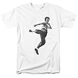 Trevco Men's Bruce Lee Short Sleeve T-Shirt, Flying White, Medium