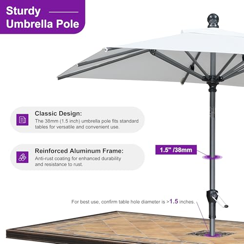 Image of PURPLE LEAF Patio Market Umbrella 6' x 4' Rectangle Dual Tilt White 8 Ribs