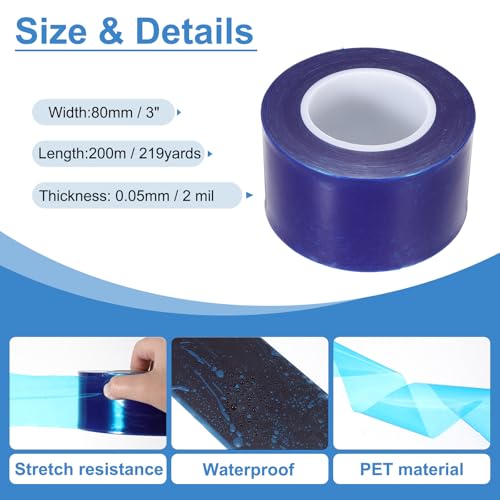 Image of PATIKIL Removable Protective Film Tape, 3 Inch x 656 ft PE Surface Protective Scratch Film Tape Roll for Furniture Electrical Appliances Plastic Hardware Medium Stickiness Blue