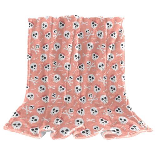 Couverture Plaid Chaude Douce Crâne Rose jeté de lit et divan