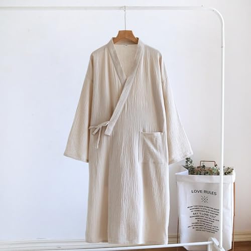 Bata de baño holgada para mujer: kimono transpirable y pijama de algodón 7
