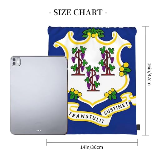 Connecticut State Flag Print Drawstring Bags Gym Bag - Lightweight Foldable - Sports, Travel, Yoga, Beach, Hiking, Picnics, Outdoor4