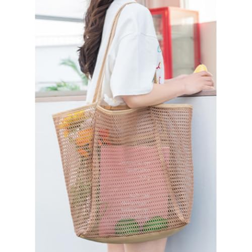 Mesh Nylon Beach Tote Bags for Women, Casual Hobo Shoulder handbag Foldable Grocery Bag for Swimming Pool3