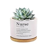 Nurse Definition Nurse Gift Appreciation Nurses Week Nursing Student Practitioner RN Graduation Gifts Ceramic Succulent Plant Pot with Bamboo Tray Round Home Office Decor 3.5 Inch White (No Plants)