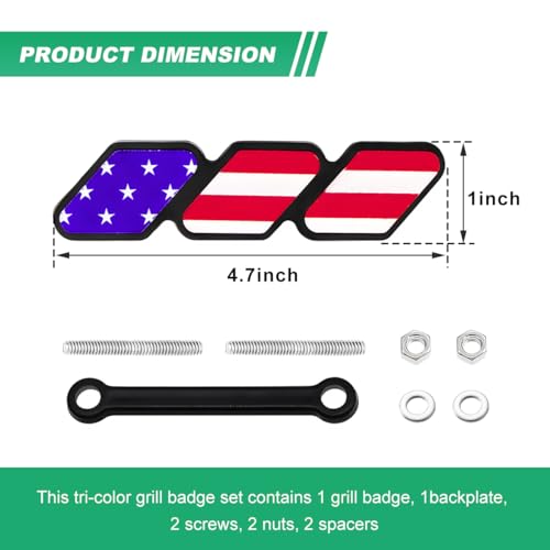 Image of Car Grille Decor Badge, Tri-Color Front Grille Decoration Label Emblem, Creative Badge Decal Auto Bumper Trim Compatible with Tacoma 4Runner, Exterior Car Accessories (Style F)
