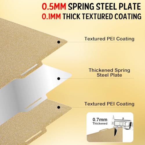 Nssnlur Textured PEI Druckplatte 257x257mm für Bambulab X1 X1C X1E P1P P1S A1, Smooth PEI Spring Steel Druckbett mit QR Code PEI Build Plate für Bambu Lab 3D-Drucker Plattformen