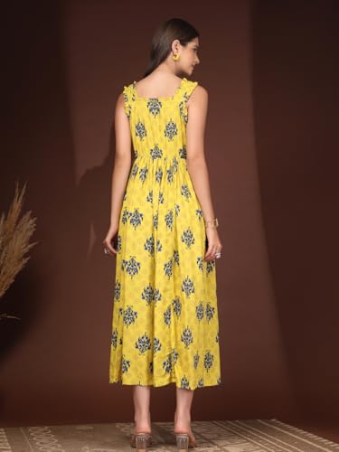 Image of Dress for Women | New Rayon Floral Printed Flared Maxi Dress for Women & Girl's