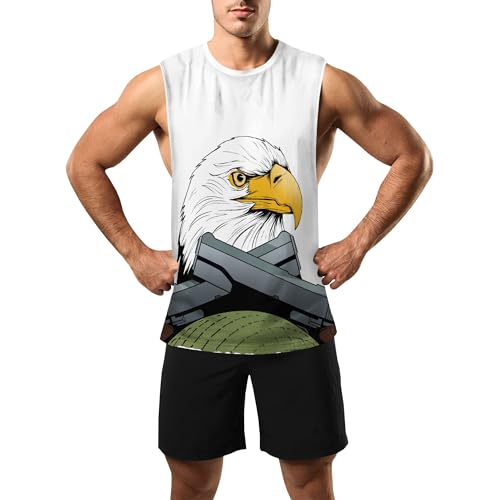Image of Zhyaj Summer Tanks Top for Men Flag Graphic Print Sleeveless Shirts Casual Working Out Vest T-Shirts Loose-Fit Men's Tank