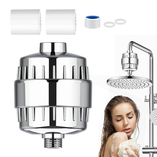 シャワーヘッド 浄水フィルター,20層 軟水器 | シャワー用沈殿除去フィルター,子供から大人まで 家庭やアパートで 敏感肌ケアと髪洗浄に対応