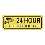 M METERXITY 1-Pack Letrero De Vigilancia Por Video 24 Horas, 10' x 3.5' Reflectivo Protegido Contra UV Impermeable Letrero De Cámara De Seguridad Para Casa/Negocios/CCTV[Amarillo+Negro]