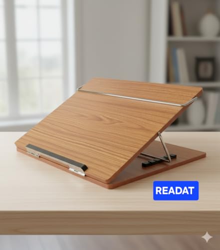 Image of Wooden Table Top Writing Desk Elevator with Acrylic Finish Teak Color, Thickness 10mm, Size 16x12 Inches