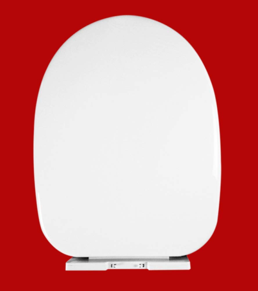 Nviusdsj Wit Toilet Seats, Strong Wc Toilet Seats Pan Round/D/V Shaped - Durable Hinge Top Fix Fittings(,U4143*34Cm)