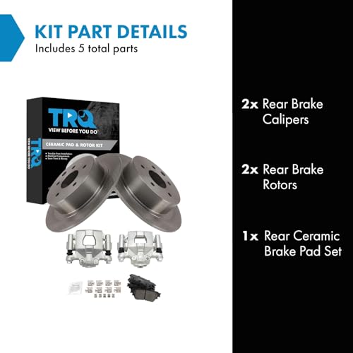 Image of TRQ Rear Brake Pad and Rotor Set Ceramic Rotors Calipers Compatible with 2019-2021 Nissan Altima