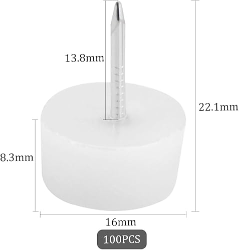 Miniatura 2 de TOVOT 100 piezas de 0.591 in de clavo para muebles con caja, silla redonda pequeña, deslizadores de muebles para madera dura