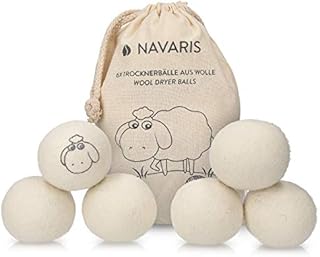 Navaris Wool Dryer Balls - Pack of 6 Tumble Dryer Laundry Ball Set Made of 100% Pure Wool Felt - Natural, Hypoallergenic, Baby-Safe, Reusable, Gentle