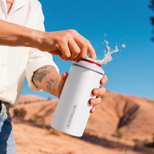 Image of 3 in 1 Slim Can Cooler for 12 OZ Skinny Can, Regular Can & Beer Bottle - Keep Cold for 6 Hours - Double Walled Insulated Stainless Steel Vacuum Beverage Can Insulator (Matte White)