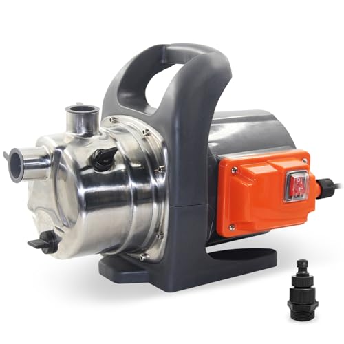 1200W Portable Garden Booster Jet Pump, 3500L/H Stainless Steel Pressure Pump, Max Water Lift 46m, 4.6 bar, Transfer Clean Water for Home Lawn Irrigation Sprinkling