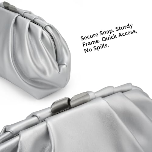 Image of Gurina Pleated PU Clutch Purse for Women Formal - Evening Bag with Detachable Chain for Weddings, Proms