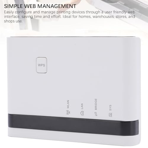 Image of Wireless Print Server, USB Printer Sharing Hub with Multi Mode Support for LAN via Ethernet or WiFi Network, Plug and Play (US Plug)