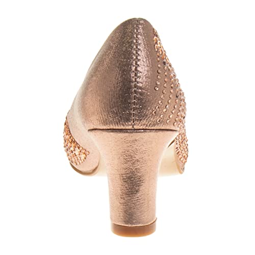 Badgley Mischka Closed Toe Heels for Kids Girls - Block Heel Dress Shoe Pumps with Crystal Frame (Sizes 13-6 Little Kid-Big Kid)3