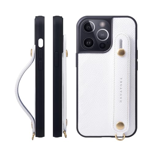 HANATORA for iPhone 15Pro �P�[�X �{�v �ϏՌ� �w�ʃx���g �X�}�z�P�[�X �X�}�z �X�^���h�@�\ �l�b�N �X�g���b�v �t�� �G���{�X���U�[ �M�t�g �}�O�l�b�g�Ȃ� �z���C�g NGH-15Pro-White