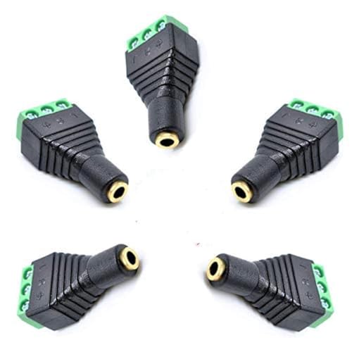 Kework 3.5mm 3 Pole Female Jack to 3-Screw Green Terminal Audio Adapter