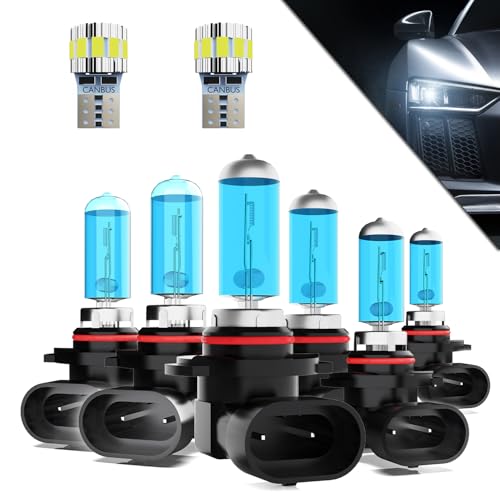 Image of Headlights+ License Plate Lights Fit For GMC Canyon 2004-2012 Light Bulbs,9005 /HB3 /H10 High Beams+ 9006 /HB4 Low Beams+ 9145 /9140 Fog Lights+ License Plate Lights Combo,Pack of 8