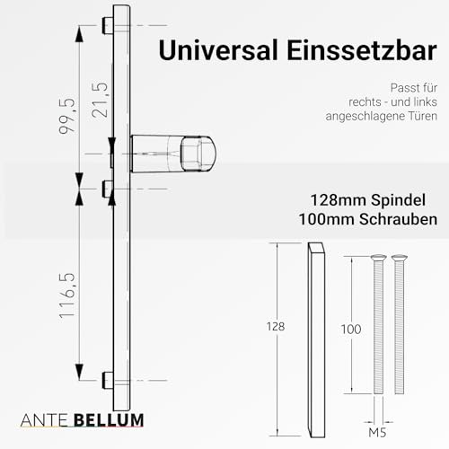 Ante bellum Türgriff Haustür für Außen türen - Drückergarnitur Nebeneingangstür mit Türbeschlag 92mm für stilvolle Türdrücker haustür (RAL 9016)