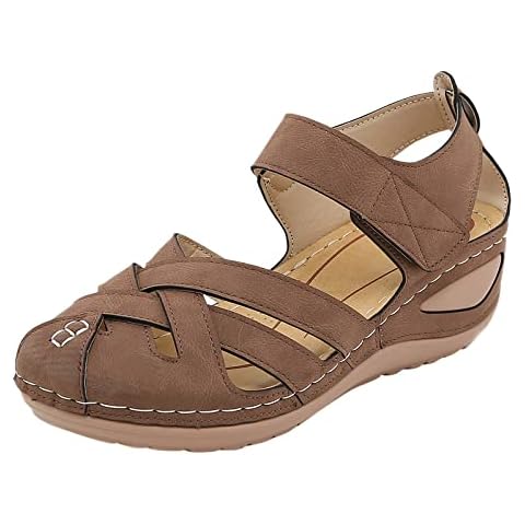 DFEK Women Sandals Lightweight Footwear Breathable Hollow Closed Toe Sandals Cover