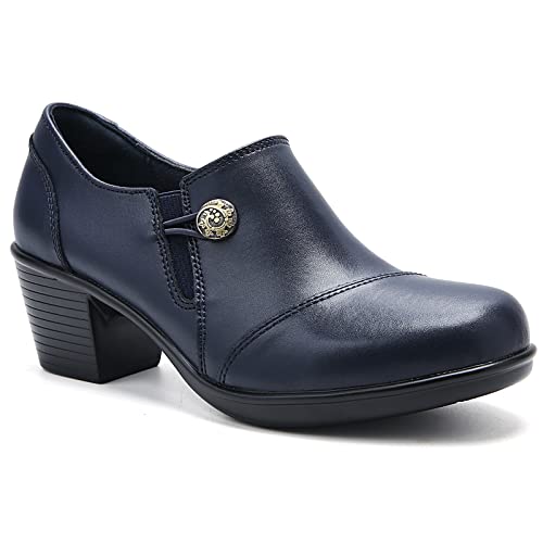 Image of UZB Women's Dress Shoes Block Heel Loafers Pumps