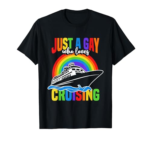 Gay Cruise Cruiseing Summer Vacation T-Shirt, Men, Black, Large
