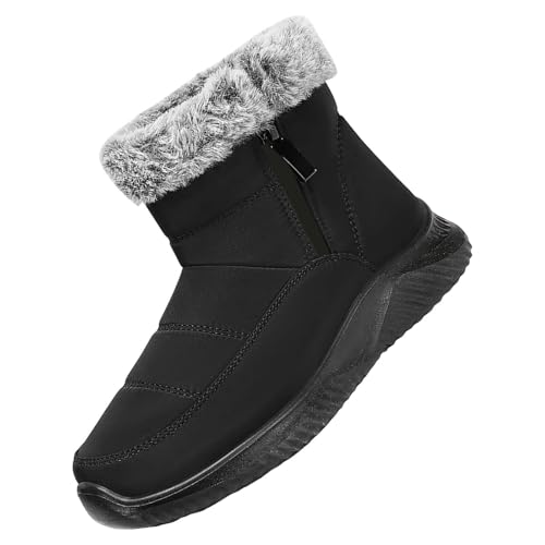 Genérico Botas De Mujer Planas Borreguito Botas Agua Mujer Botas de Nieve para Mujer, Zapatillas Informales de, Zapatos Transpirables, Botas cálidas Botas con Pelo por Dentro Mujer Negras (Black, 39)