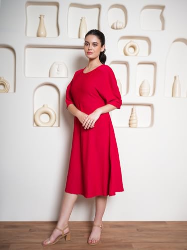 Image of PURVAJA Women's A-line Midi Length Dress (Yuvi-041-045)